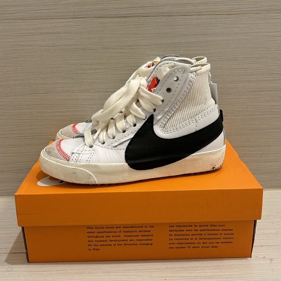 Nike Blazer mid’77 jumbo swoosh in black and white leather size 5.5 - Picture 3 of 6